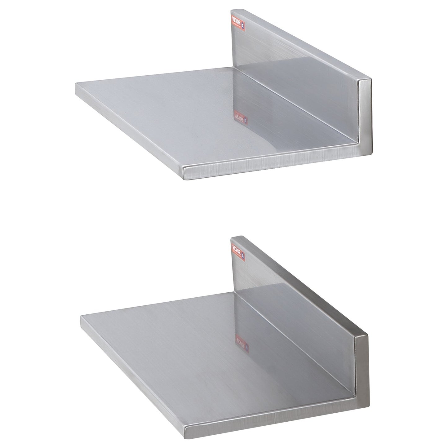 8,6" x 16" hylla i rostfritt stål, väggmonterade flytande hyllor med backsplash, 44 lbs lastkapacitet kommersiella hyllor, Heavy Duty förvaringsställ för restaurang, kök, bar, hem och hotell