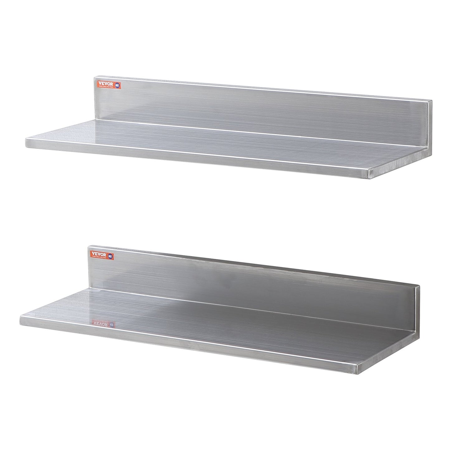 8,6" x 24" hylla i rostfritt stål, väggmonterade flytande hyllor med backsplash, 44 lbs lastkapacitet kommersiella hyllor, Heavy Duty förvaringsställ för restaurang, kök, bar, hem och hotell