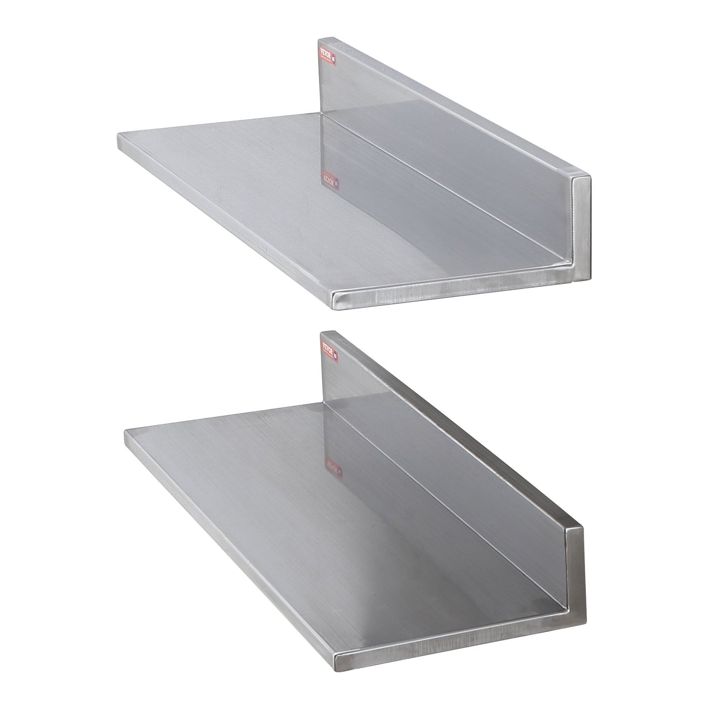 8,6" x 24" hylla i rostfritt stål, väggmonterade flytande hyllor med backsplash, 44 lbs lastkapacitet kommersiella hyllor, Heavy Duty förvaringsställ för restaurang, kök, bar, hem och hotell