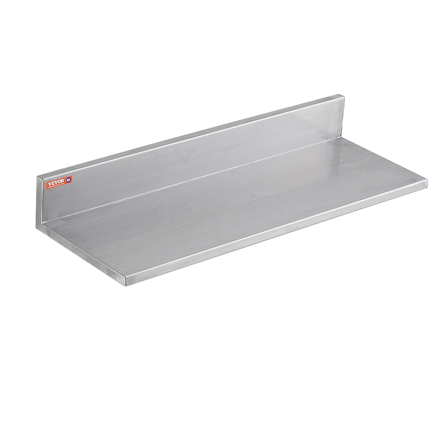 8,6" x 24" hylla i rostfritt stål, väggmonterade flytande hyllor med backsplash, 44 lbs lastkapacitet kommersiella hyllor, Heavy Duty förvaringsställ för restaurang, kök, bar, hem och hotell