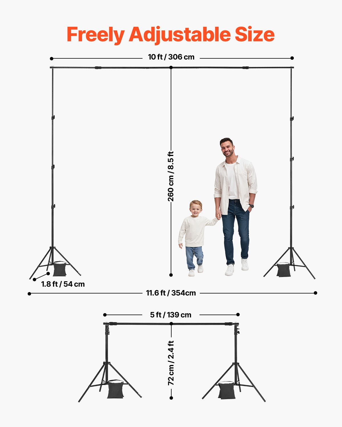 Bakgrundsstativ Bakgrundsstativsats med 2 stativ för fest och fotostudio