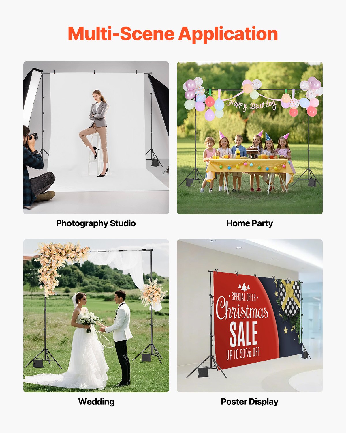 Bakgrundsstativ Bakgrundsstativsats med 2 stativ för fest och fotostudio