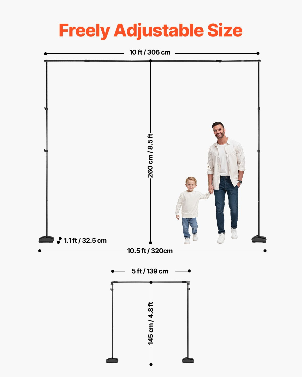 Bakgrundsstativ Bakgrundsstativsats 8,5 x 10 fot för fest och fotostudio