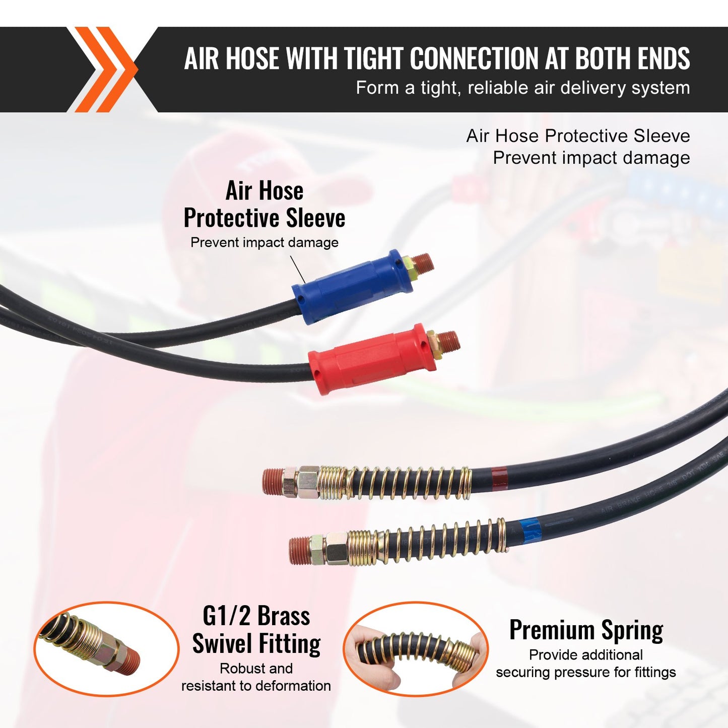 15FT Semi Truck Air Lines Kit 3-i-1 luftslangar & 7-vägsplugg ABS Power Line