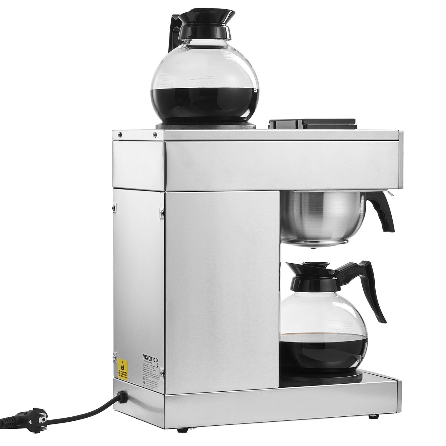 12 Cup Commercial Drip Coffee Maker with 2 Glass Carafes and 2 Warmers