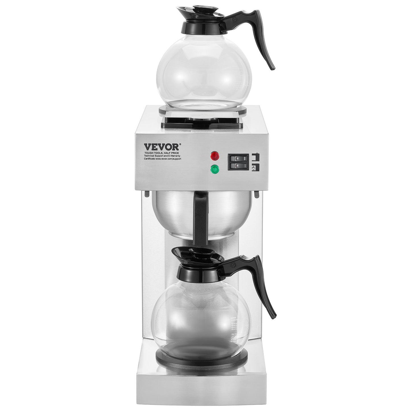 12 Cup Commercial Drip Coffee Maker with 2 Glass Carafes and 2 Warmers