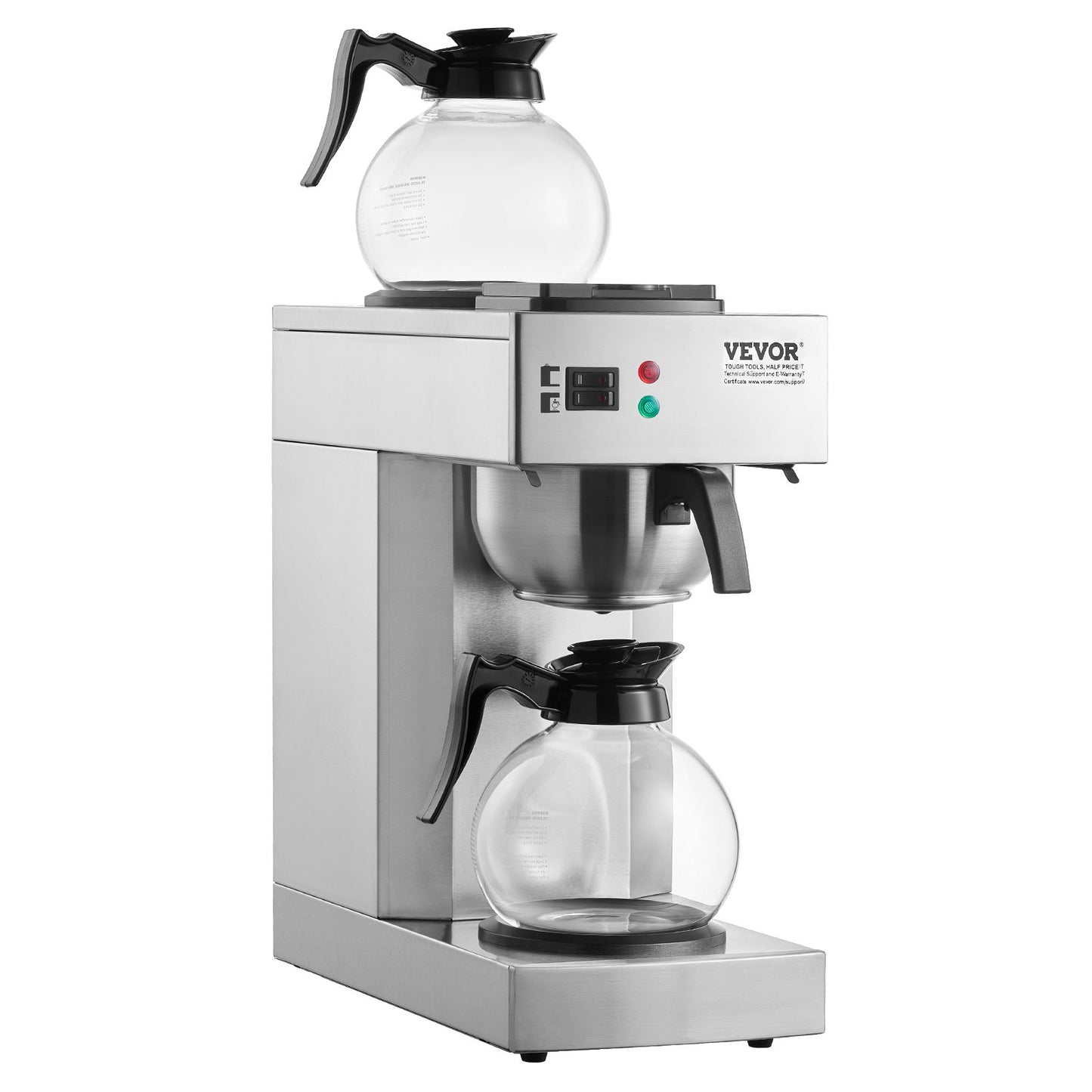 12 Cup Commercial Drip Coffee Maker with 2 Glass Carafes and 2 Warmers