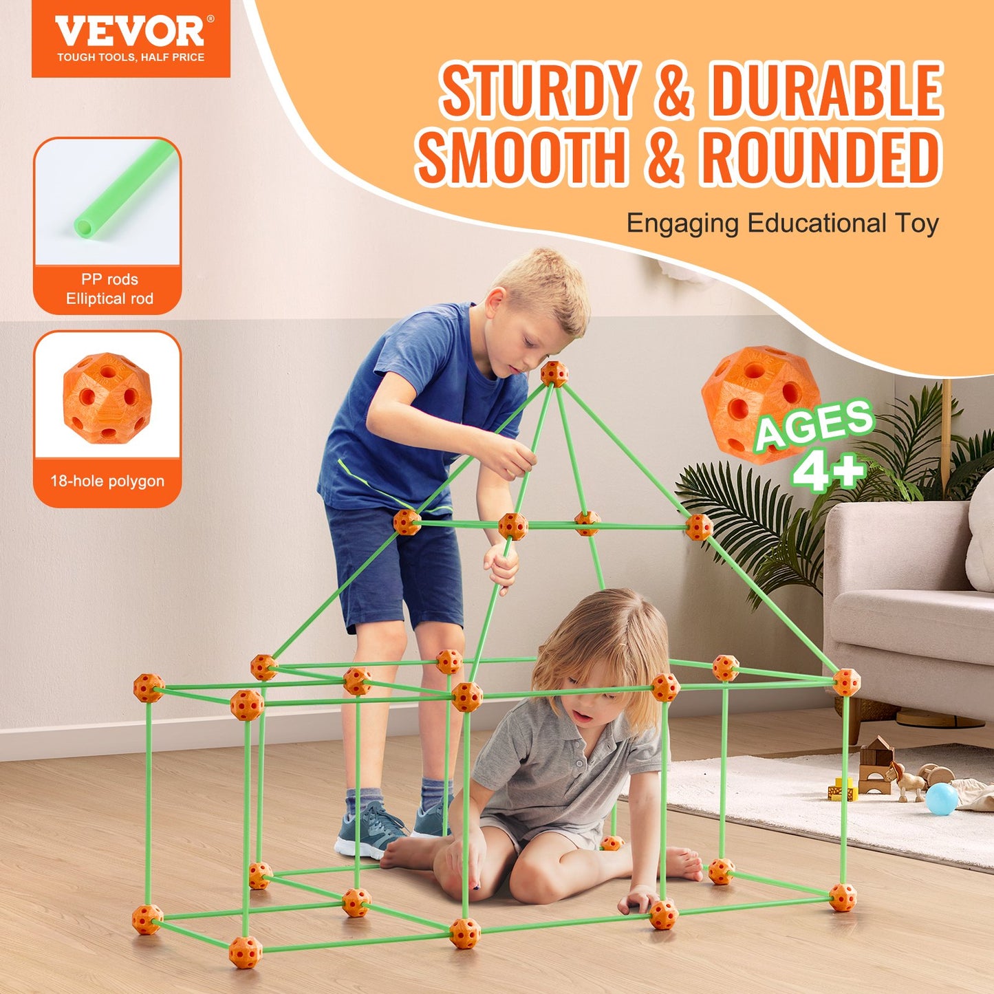Tent Fort Building Kit för barn Glow In The Dark STEM Construction Toy 85P