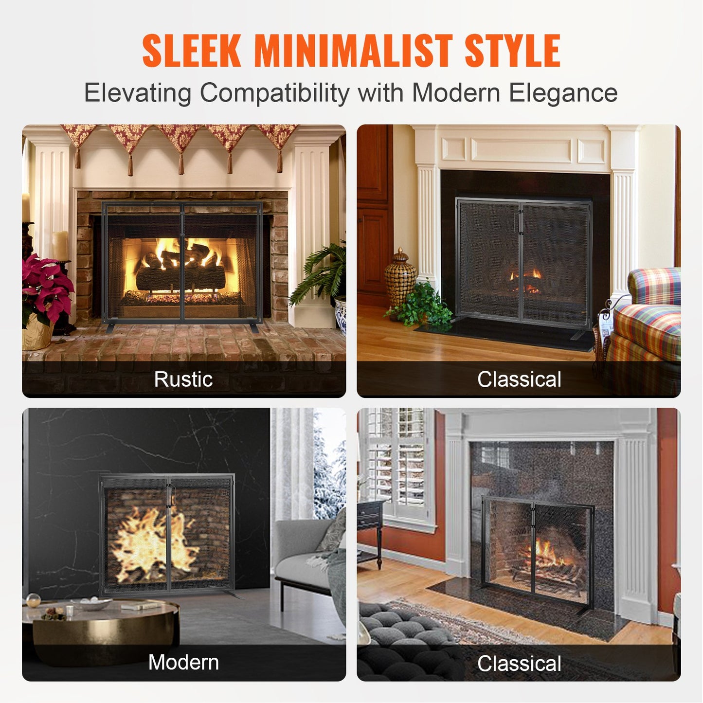 Fireplace Screen 1 Panel with Door, Heavy Duty Iron Mesh Fireplace Screen, 990(L) x780(H)MM Spark Guard Cover, Easy Installation, Freestanding Fire Fence Grille for Living Room Home Decor Modern