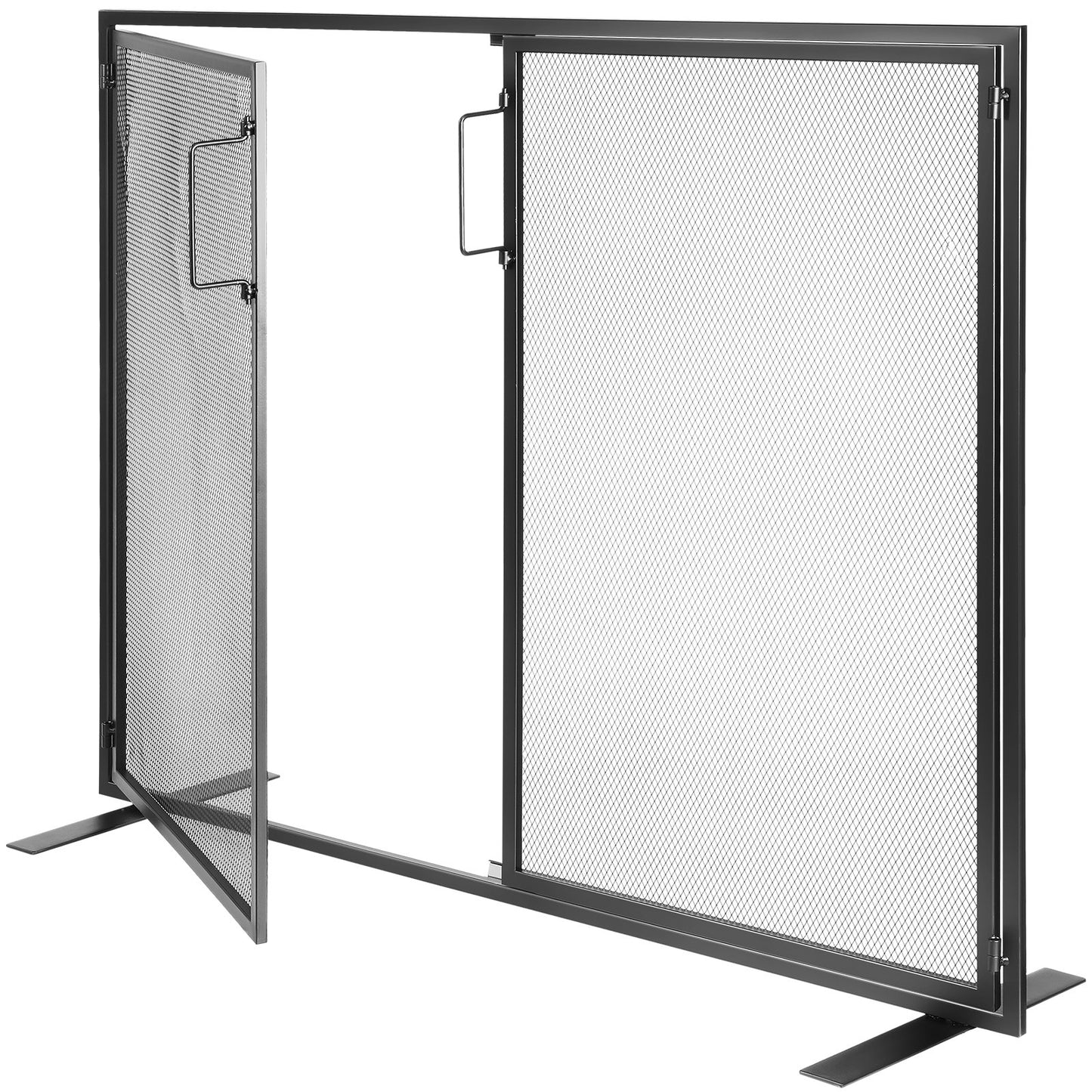 Fireplace Screen 1 Panel with Door, Heavy Duty Iron Mesh Fireplace Screen, 990(L) x780(H)MM Spark Guard Cover, Easy Installation, Freestanding Fire Fence Grille for Living Room Home Decor Modern