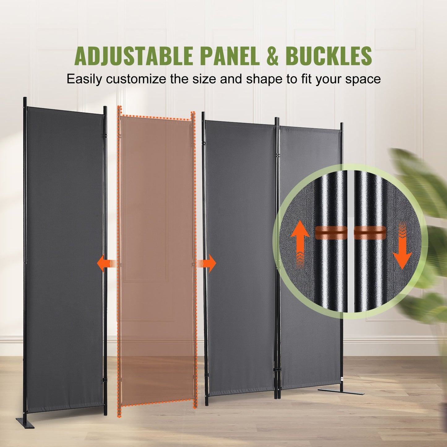 Rumsavdelare 4-panels vikbar sekretessskärm 88,2"x11,8"x67,3" mörkgrå