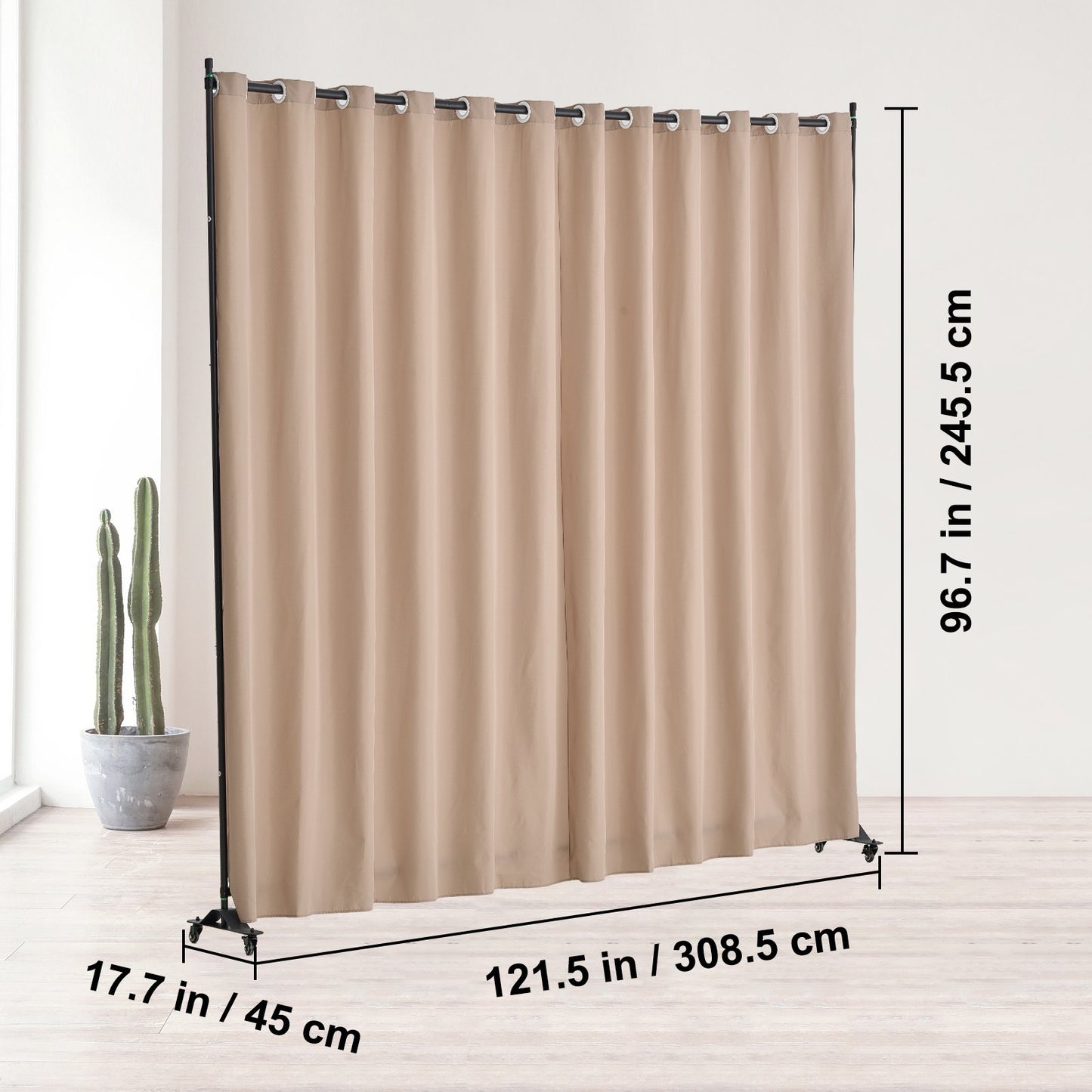 Room Divider Bärbar panel Rumsavdelare med hjul Sekretessskärm Brun