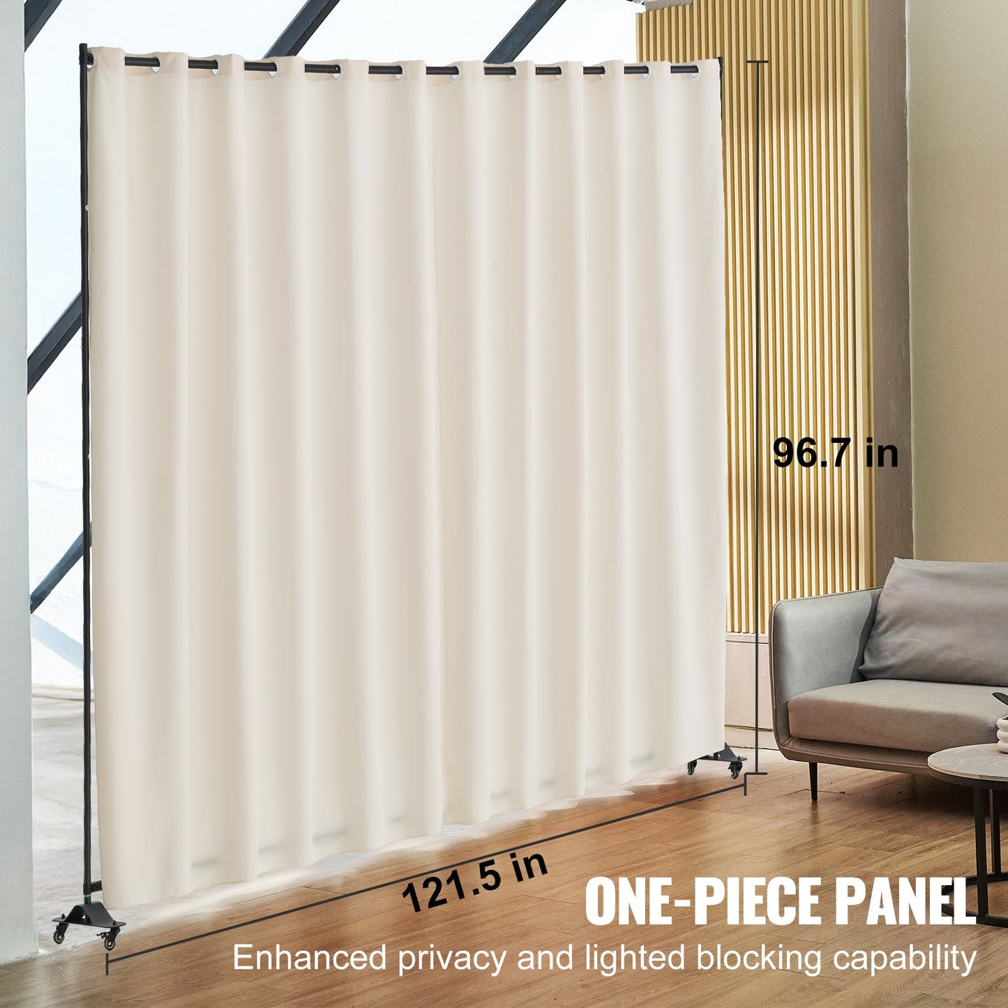 Room Divider Bärbar panel Rumsavdelare med hjul Sekretessskärm Beige