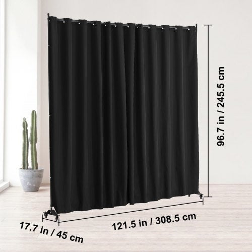 Room Divider Portable Panel Room Divider with Wheels Privacy Screen Black | EU