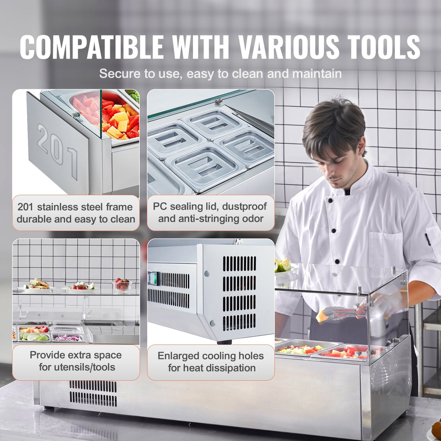 Bänkskiva kylsallad Pizza Prep Station 140 W Glas Guard CE