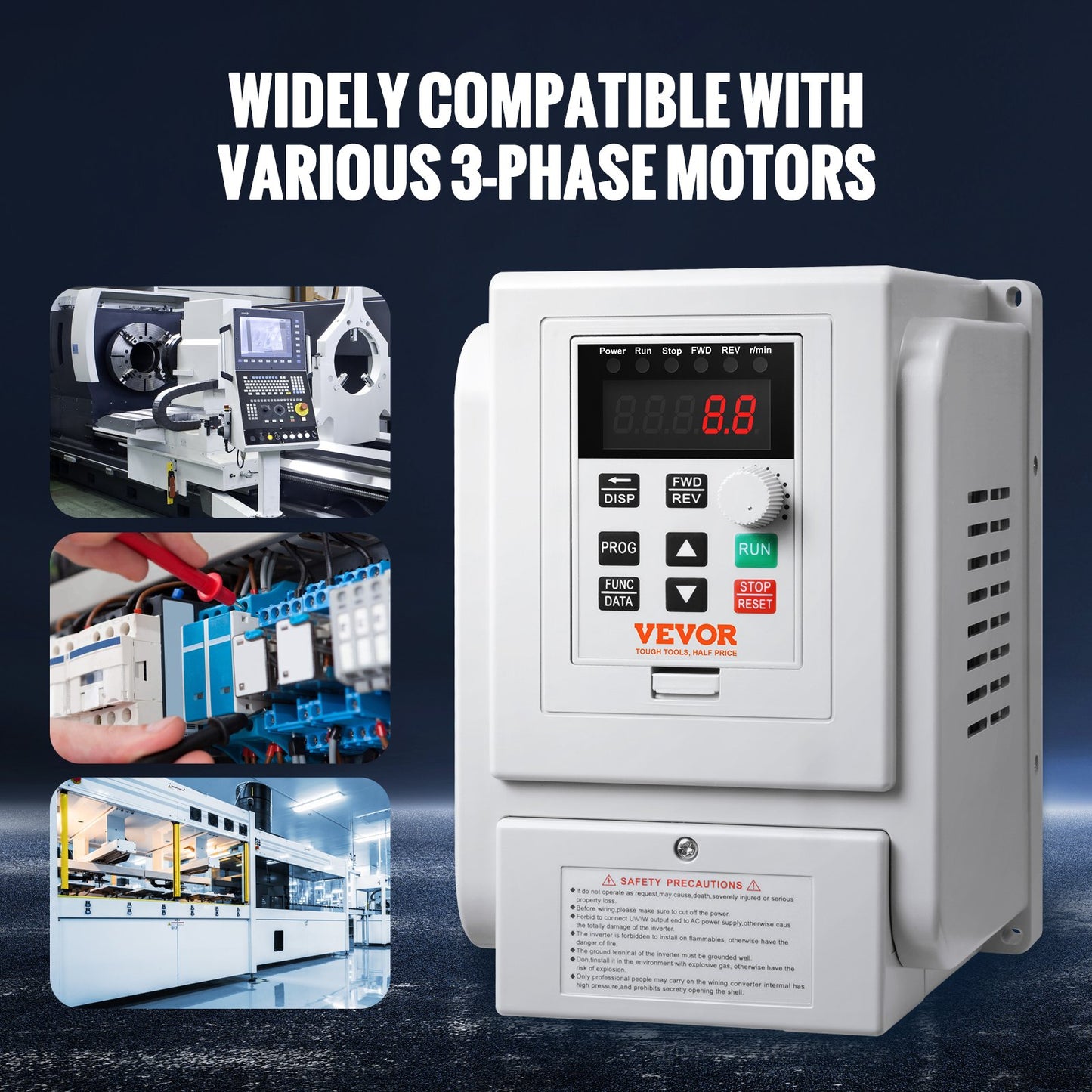 VFD 2,2 kW 10 A 3 PS Frequenzumrichter zur 3-Phasen-Motordrehzahlregelung