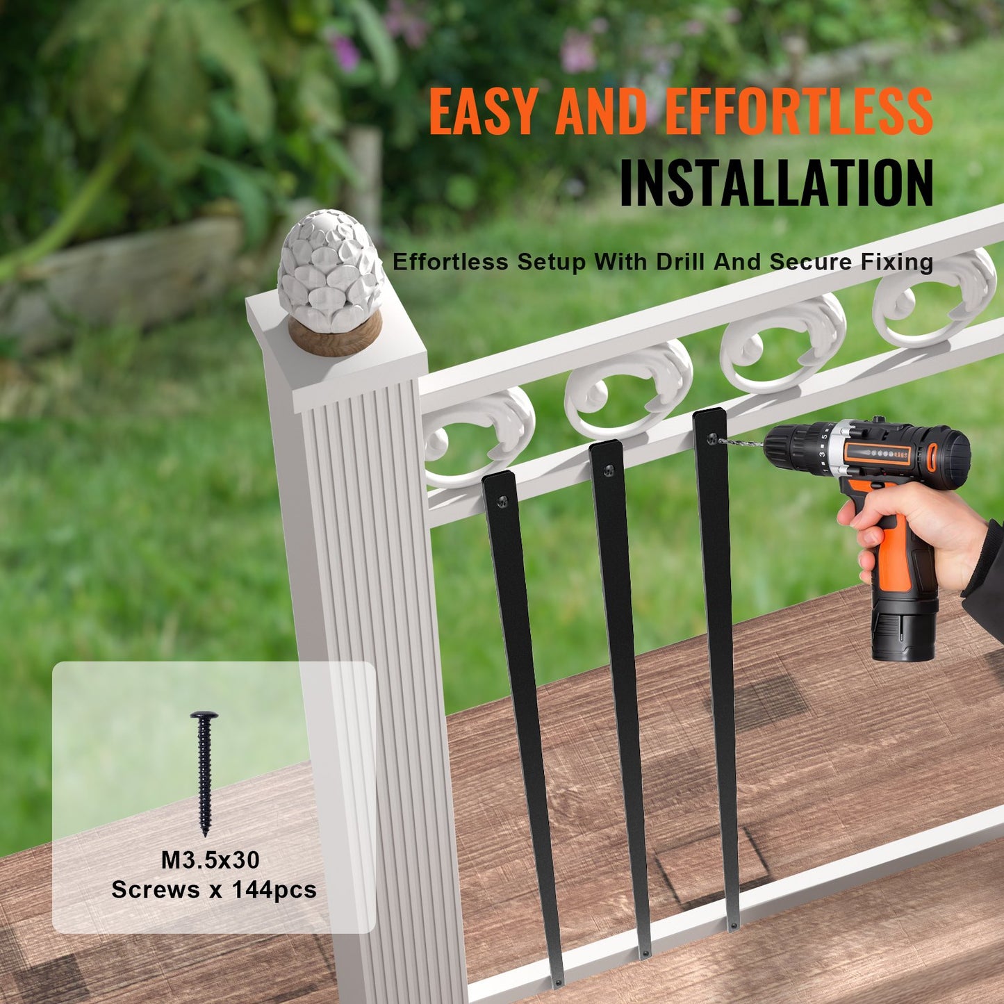 Staircase Metal Balusters, 38'' x 1'' Platta aluminiumlegering dekorativa räckespindlar, 72-pack däcksräcke med skruvar, klassiskt ihåligt däcksräcke satinsvart pulverlackerat för veranda