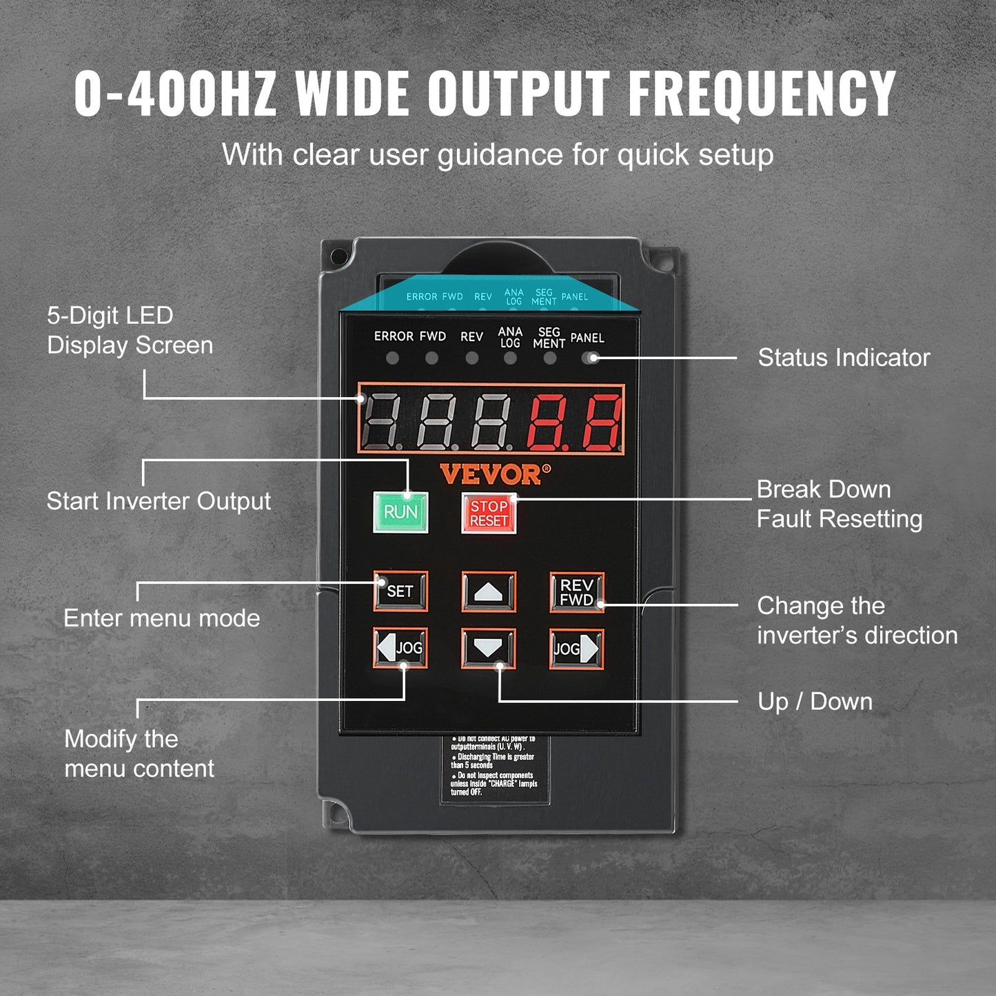 VFD 1HP 0.75KW 3.5Ampere 220V 1- or 3-phase input to 3-phase output 0-400Hz