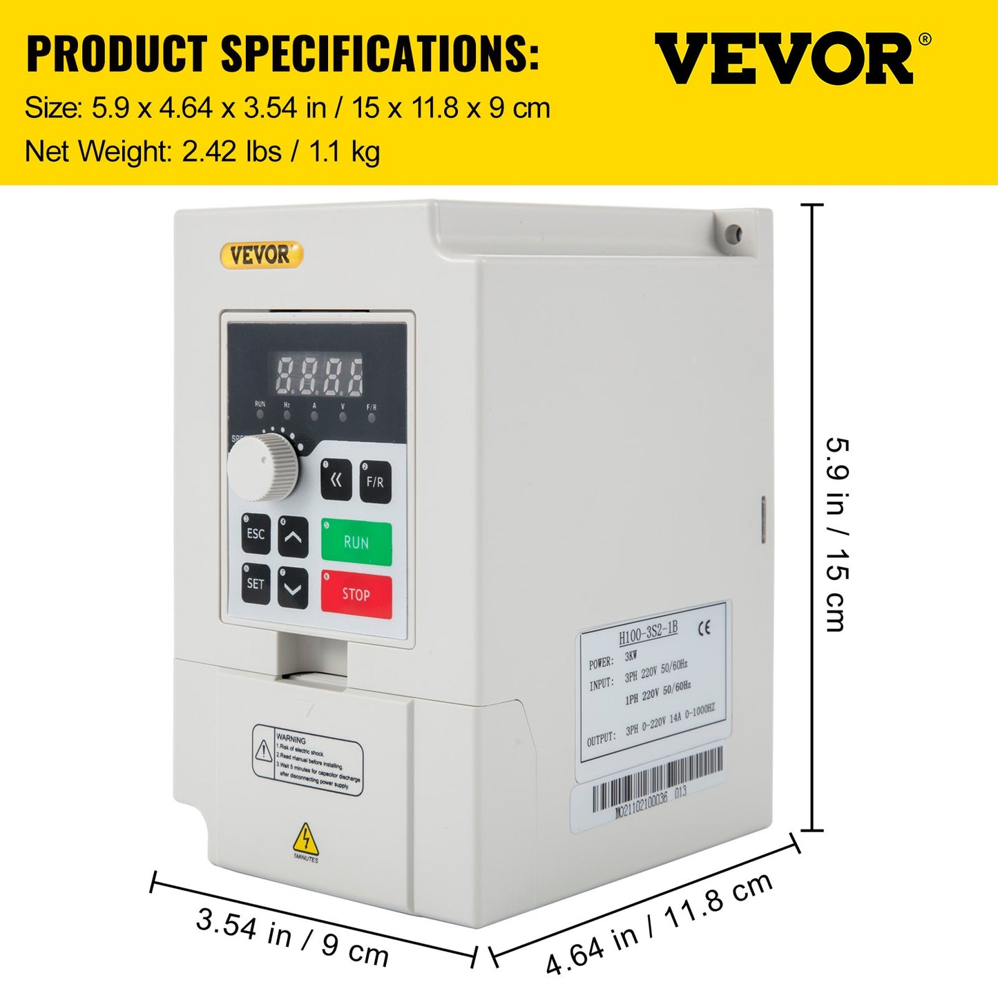 Frekvensomriktare, AC 220V ingång 3KW variabel frekvens CNC-frekvensomvandlare, VFD 4HP 1 eller 3-fas ingång, 3-fas utgång, CNC-motorväxelriktare för motorvarvtalsreglering