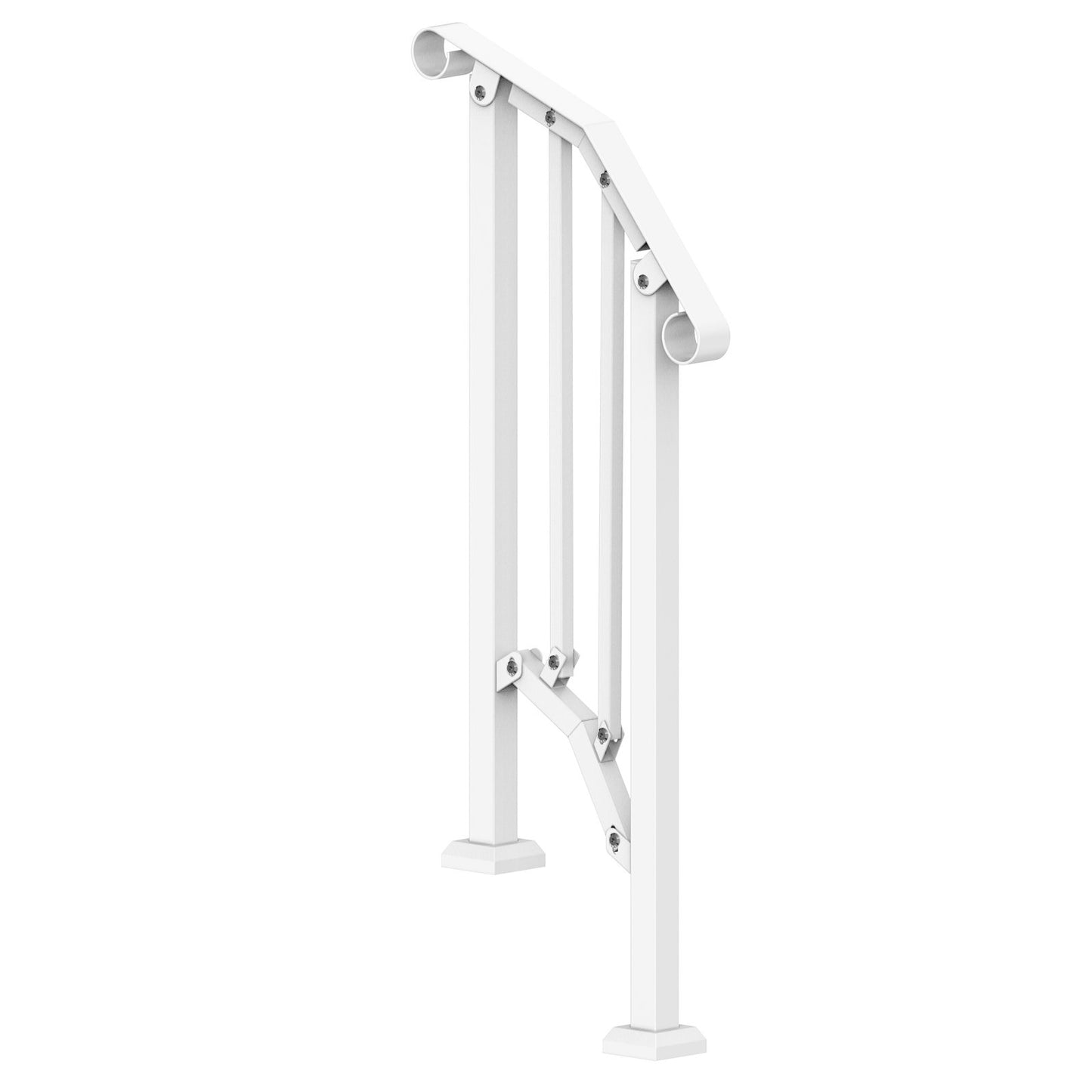 1-2-stegs ledstänger för utomhus för seniorer Verandadäck Retro Arch White