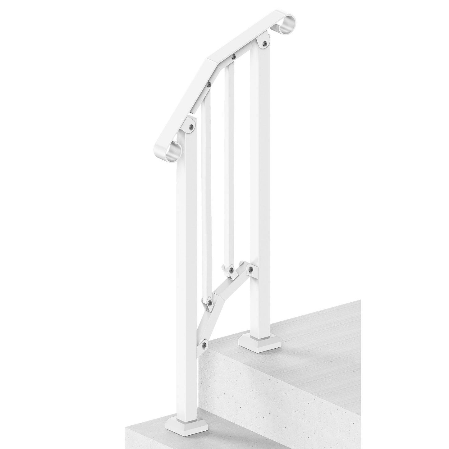 1-2-stegs ledstänger för utomhus för seniorer Verandadäck Retro Arch White