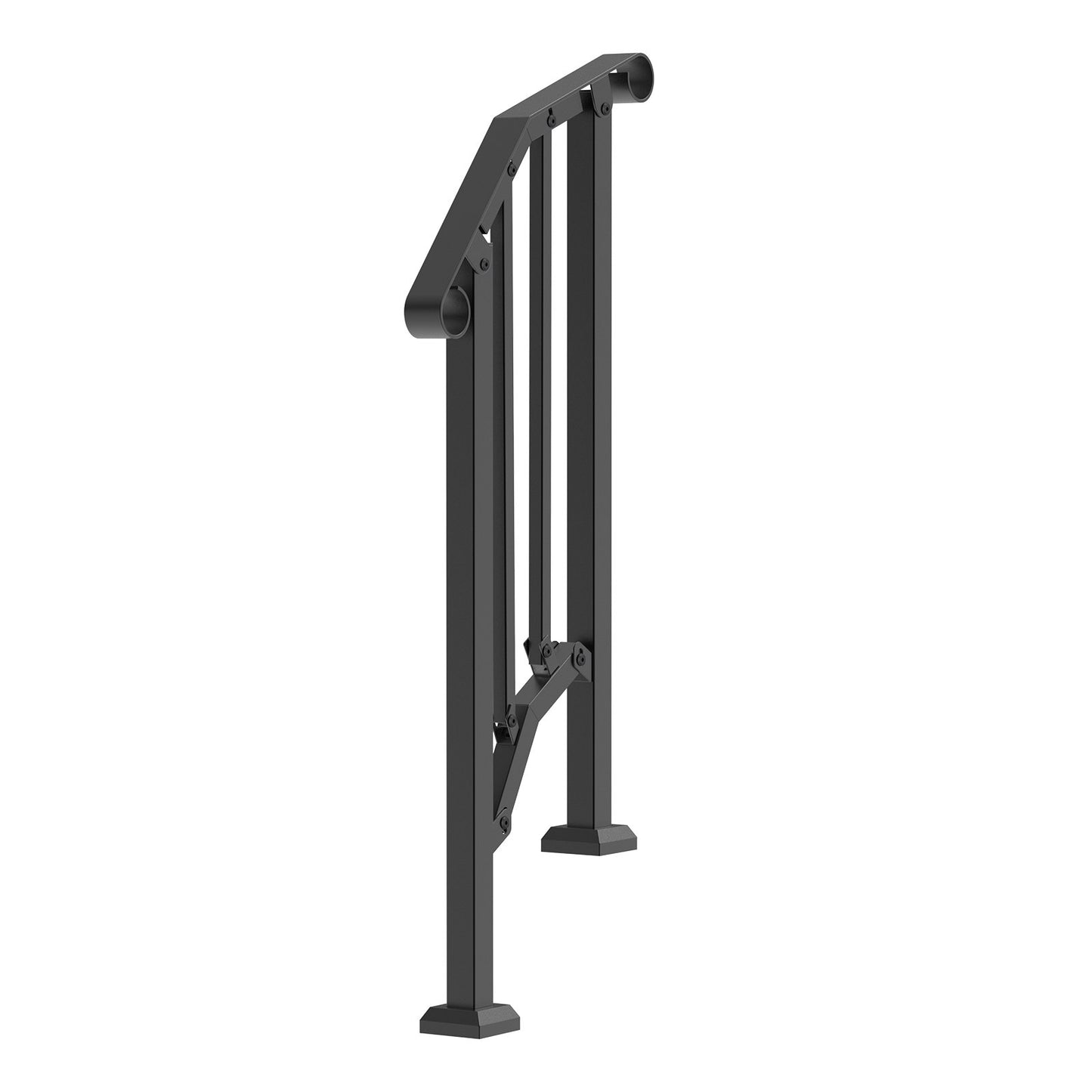1-2-stegs ledstänger för utomhus för seniorer Verandadäck Retro Arch Black