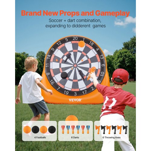 inflatable football dart board over 6 feet with 4 kick balls 6 darts 6 axe pumps | EU