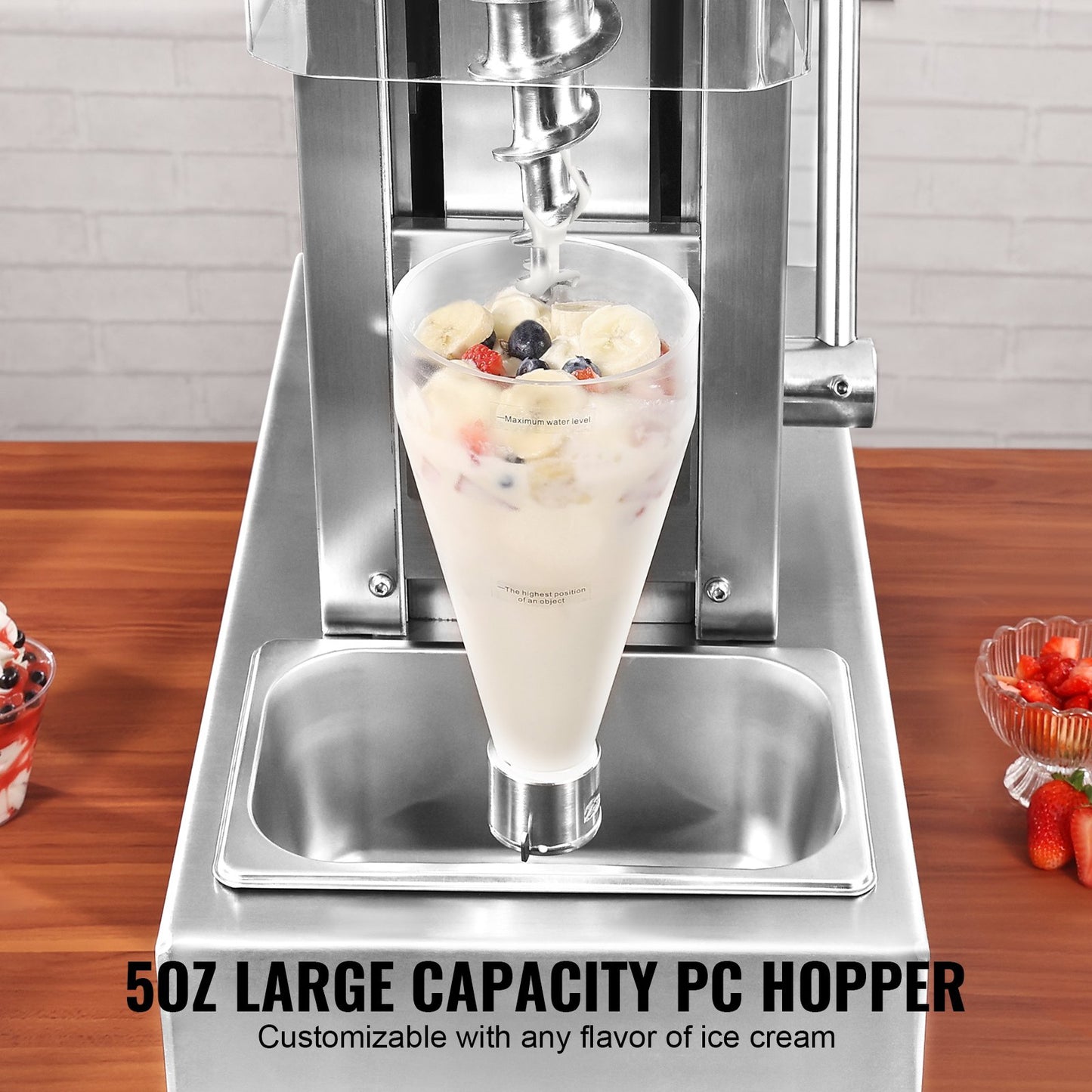 Ice Cream Mixer 750W Glass Mixer Omrörningsmaskin 304 Rostfritt stål