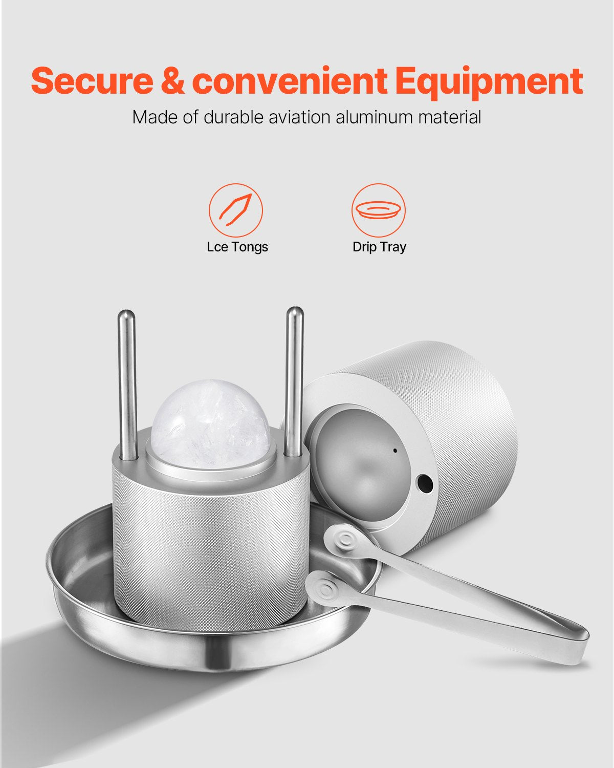 Ice Ball Press Ice Ball Maker 2,1"/53mm Ice Press Kit för Whiskey Silver