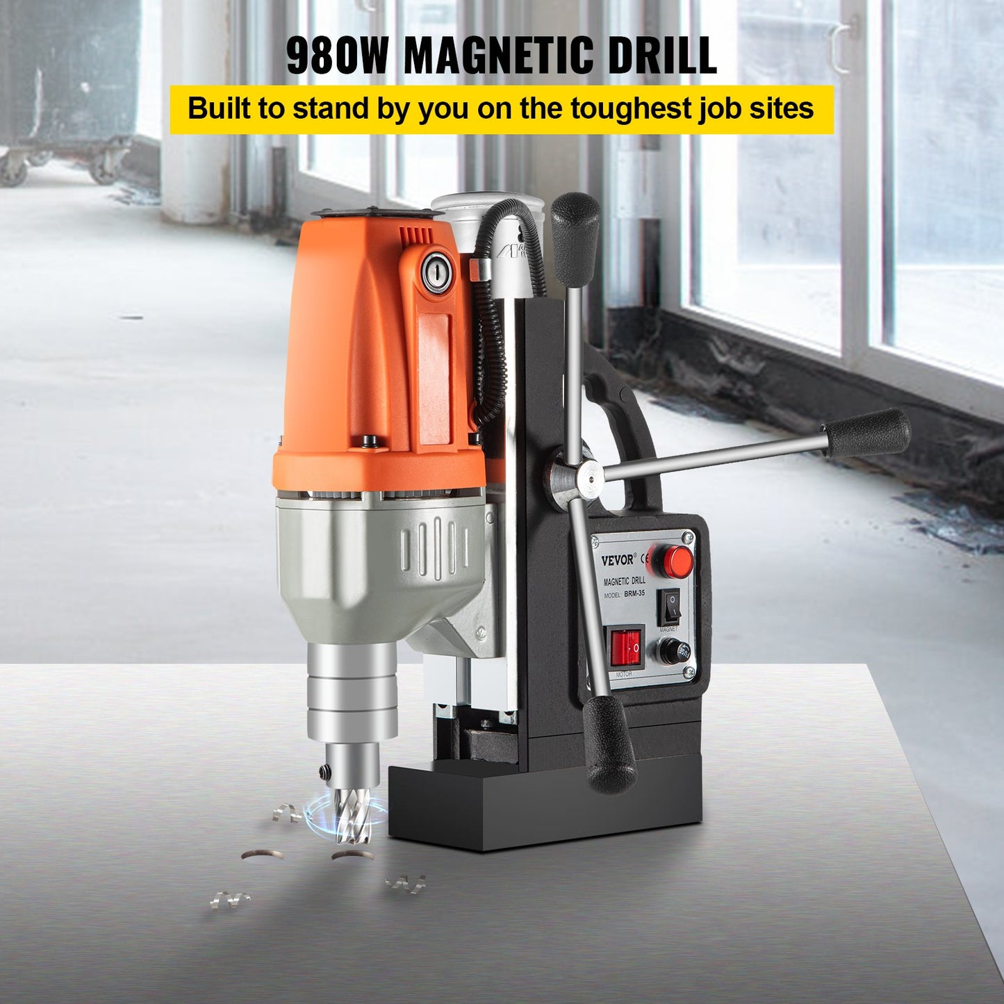 Magnetbohrmaschine 220 V-240 V, Magnetbohrmaschine 980 W, Metallbohrmaschine, hohe Leistung, 680 U/min, Multifunktions-Metallbohrmaschine, 35 mm Kernbohrmaschine zum Bohren und Gewindeschneiden