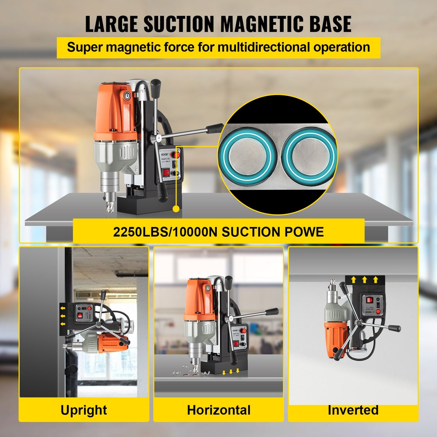 Magnetbohrmaschine 220 V-240 V, Magnetbohrmaschine 980 W, Metallbohrmaschine, hohe Leistung, 680 U/min, Multifunktions-Metallbohrmaschine, 35 mm Kernbohrmaschine zum Bohren und Gewindeschneiden