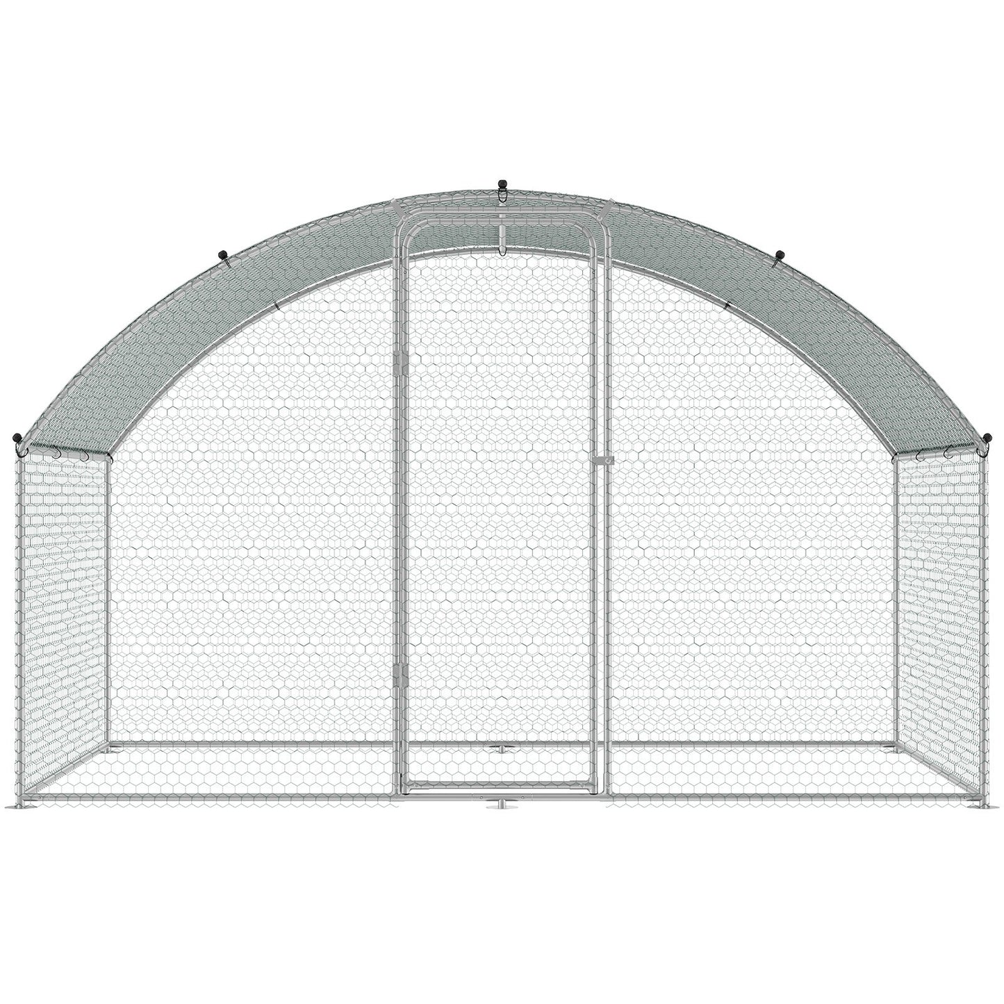 Hühnerstall, 3 x 1,97 x 1,99 m, begehbarer großer Hühnerstall aus Metall für den Bauernhof mit wasserdichter Abdeckung, Hühnerstall mit Dachschräge und Sicherheitsschloss für draußen und im Hinterhof, Bauernhof, Enten-, Kaninchen- und Geflügelkäfig