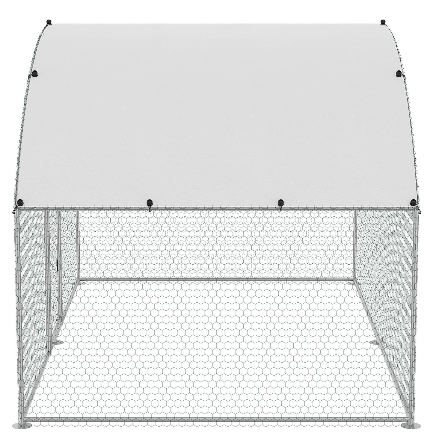 Hühnerstall, 3 x 1,97 x 1,99 m, begehbarer großer Hühnerstall aus Metall für den Bauernhof mit wasserdichter Abdeckung, Hühnerstall mit Dachschräge und Sicherheitsschloss für draußen und im Hinterhof, Bauernhof, Enten-, Kaninchen- und Geflügelkäfig