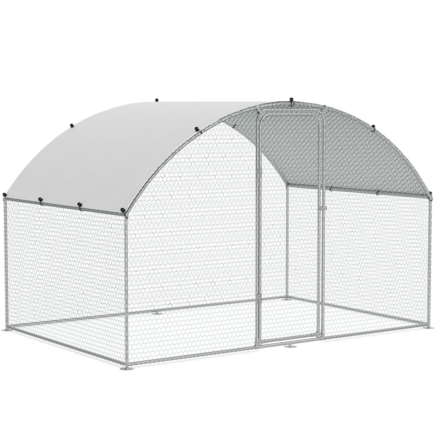 Hühnerstall, 3 x 1,97 x 1,99 m, begehbarer großer Hühnerstall aus Metall für den Bauernhof mit wasserdichter Abdeckung, Hühnerstall mit Dachschräge und Sicherheitsschloss für draußen und im Hinterhof, Bauernhof, Enten-, Kaninchen- und Geflügelkäfig