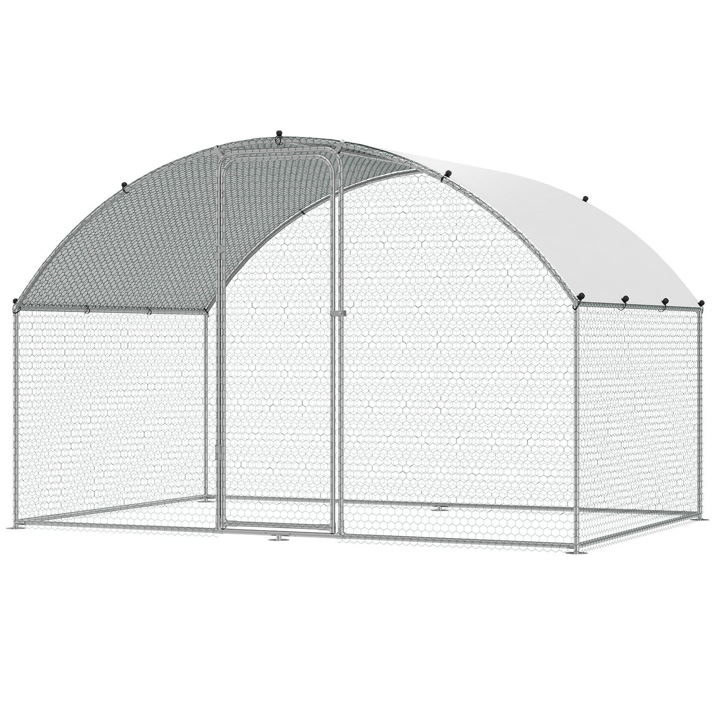 Hühnerstall, 3 x 1,97 x 1,99 m, begehbarer großer Hühnerstall aus Metall für den Bauernhof mit wasserdichter Abdeckung, Hühnerstall mit Dachschräge und Sicherheitsschloss für draußen und im Hinterhof, Bauernhof, Enten-, Kaninchen- und Geflügelkäfig