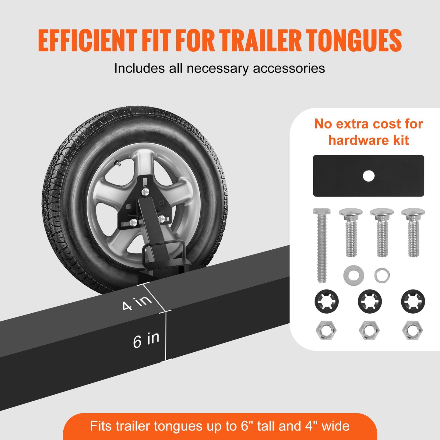 Reservdäckhållare, släpvagnsreservdäcksfäste, 160 lbs Kapacitet, Utility Trailertillbehör passar de flesta 4 & 5 & 6 & 8 klackar hjul på 4", 4,25", 4,5", 4,75", 5", 5,5", 6", 6,5" bultmönster
