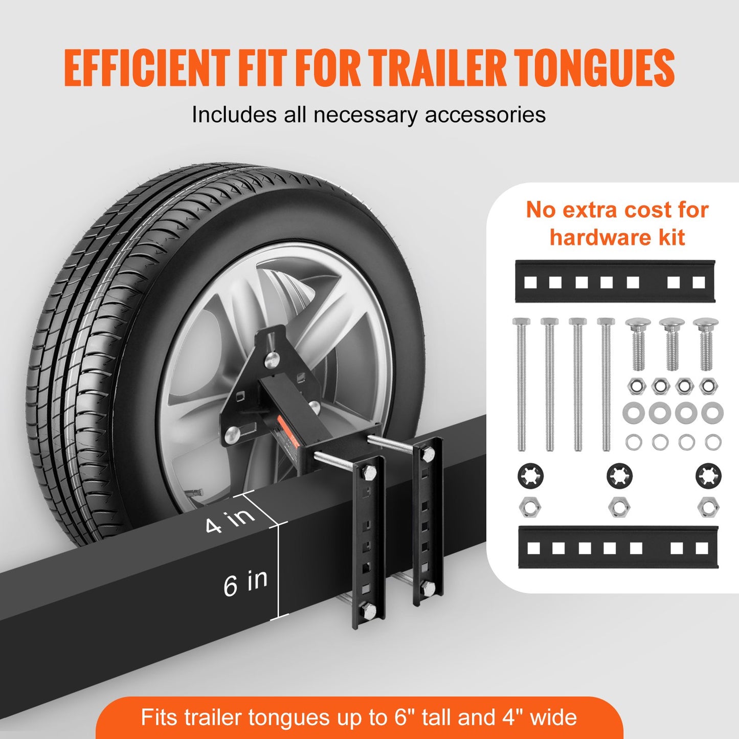 Spare Tire Holder, Trailer Spare Tire Mount, 160 lbs Capacity, Utility Trailer Accessory Fits Most 4 & 5 & 6 & 8 Lug Wheels on 4", 4.25", 4.5", 4.75", 5", 5.5", 6", 6.5" Bolt Pattern