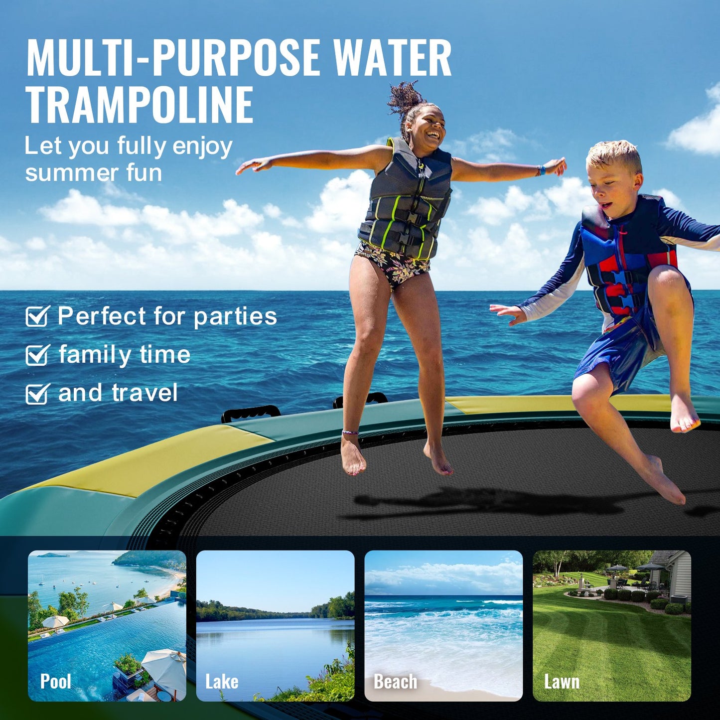 13ft uppblåsbar vattenstudsmatta simplattform studs för Pool Lake Toy