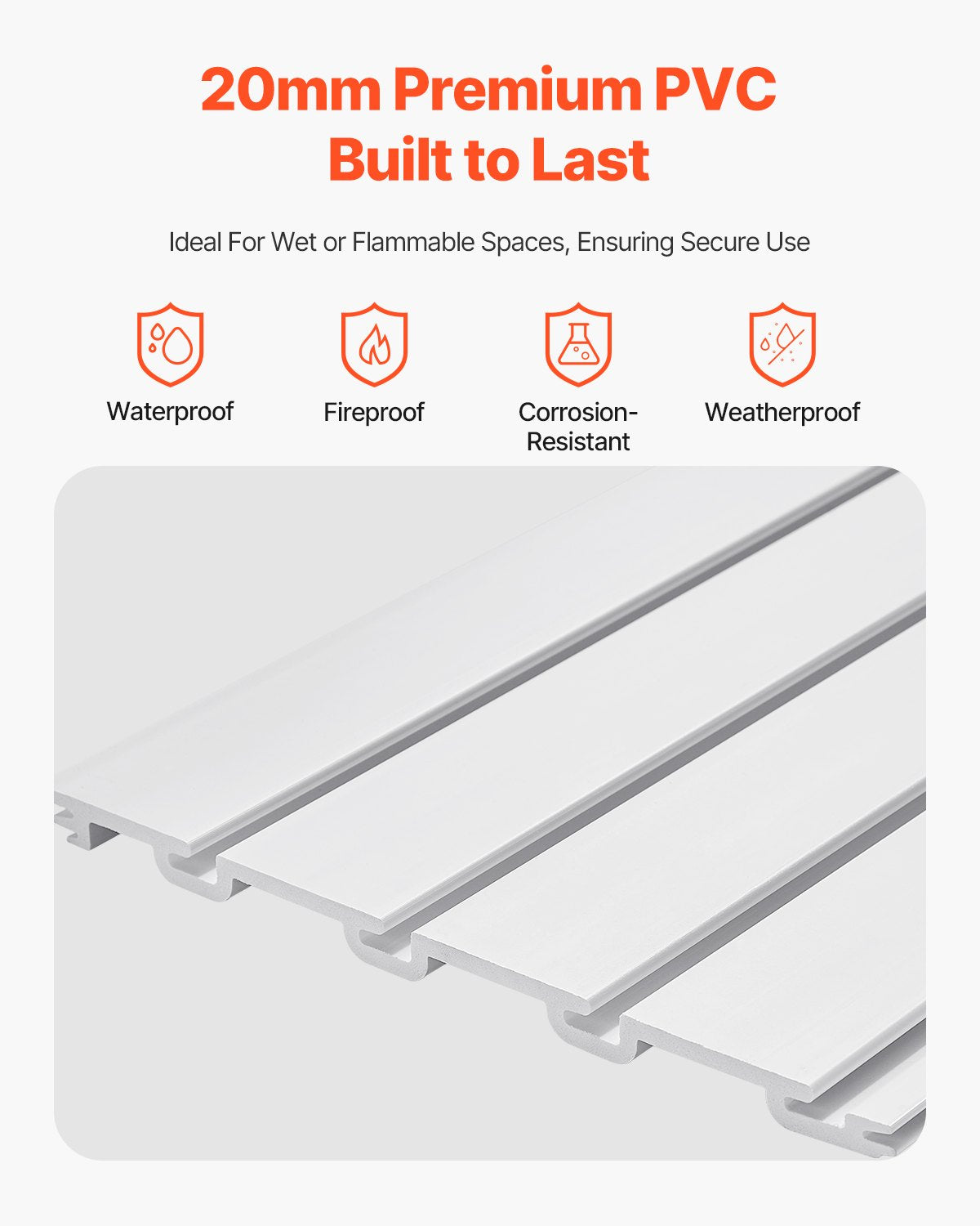 8 x 4 ft Lamellväggpanel PVC Vit Garage Lamellvägg med tillbehör