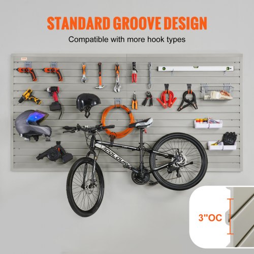 Lamellenwandpaneele, 4 x 1 Fuß, graue Garagenwandpaneele, 12 Zoll H x 48 Zoll L (Satz mit 8 Paneelen), robuste Garagenwand-Organizer-Paneele zur Anzeige für den Einzelhandel, Garagenwände und die Aufbewahrung von Kunsthandwerk | EU