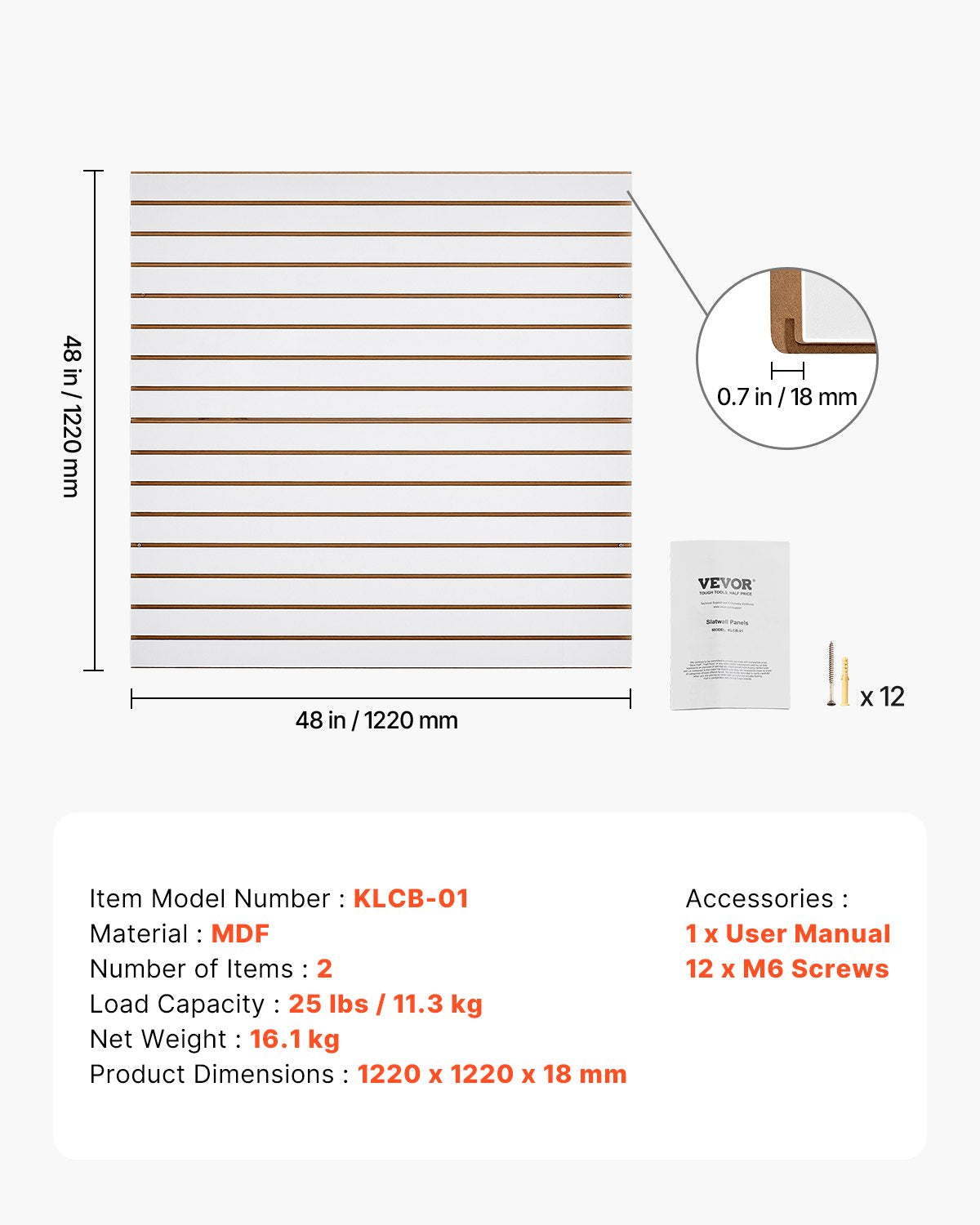 4 x 4 ft Lamellväggpanel MDF Vit Garage Lamellvägg med Modulär Design