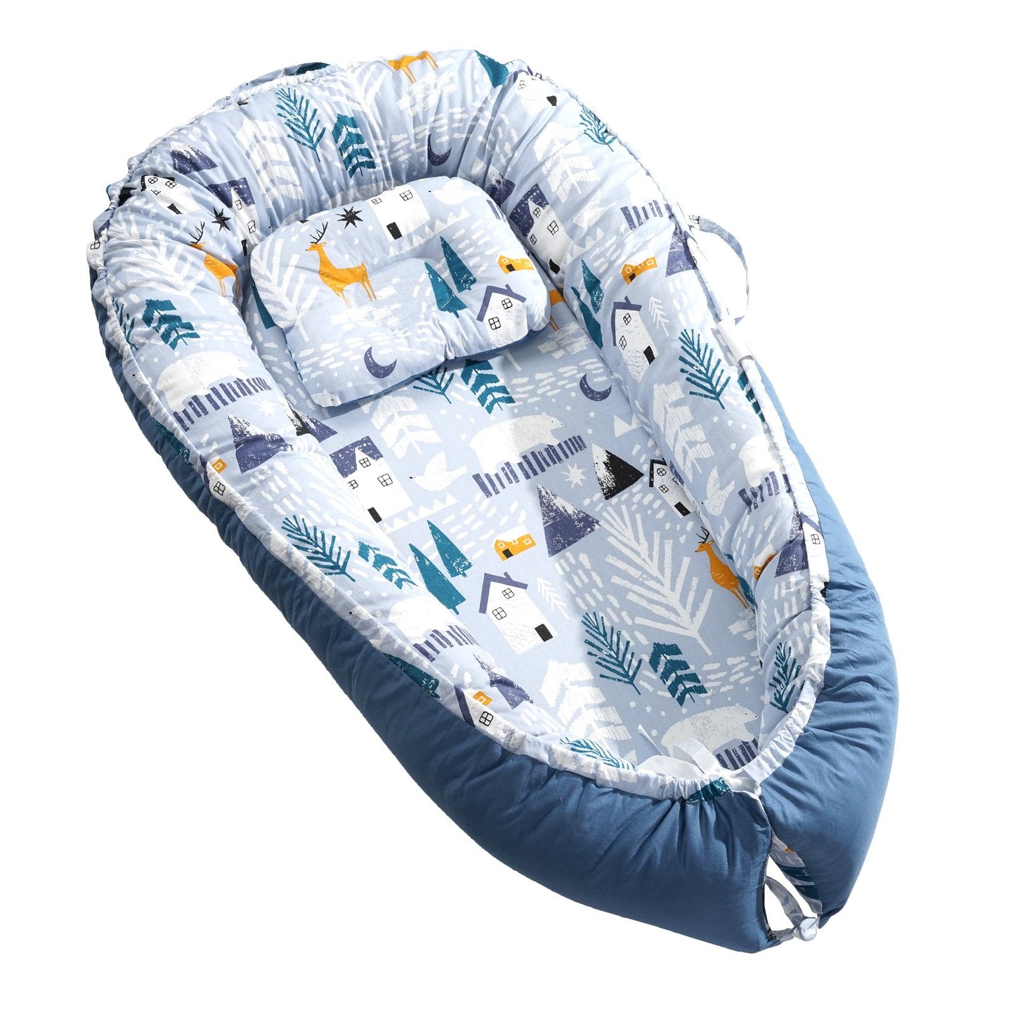 Baby Lounger 100% Cotton Newborn Nest Sleeper with Headrest and 2 Covers