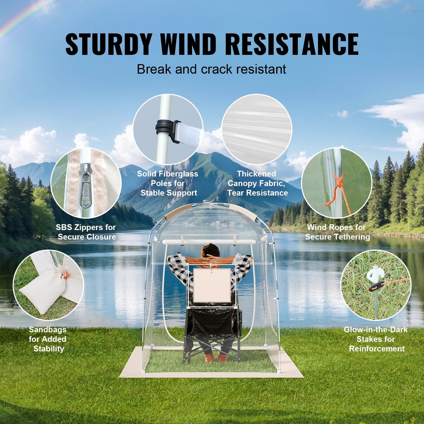 Sporttält Instant Tält Skydd Väderbeständigt 1 Person Clear Bubble Tält