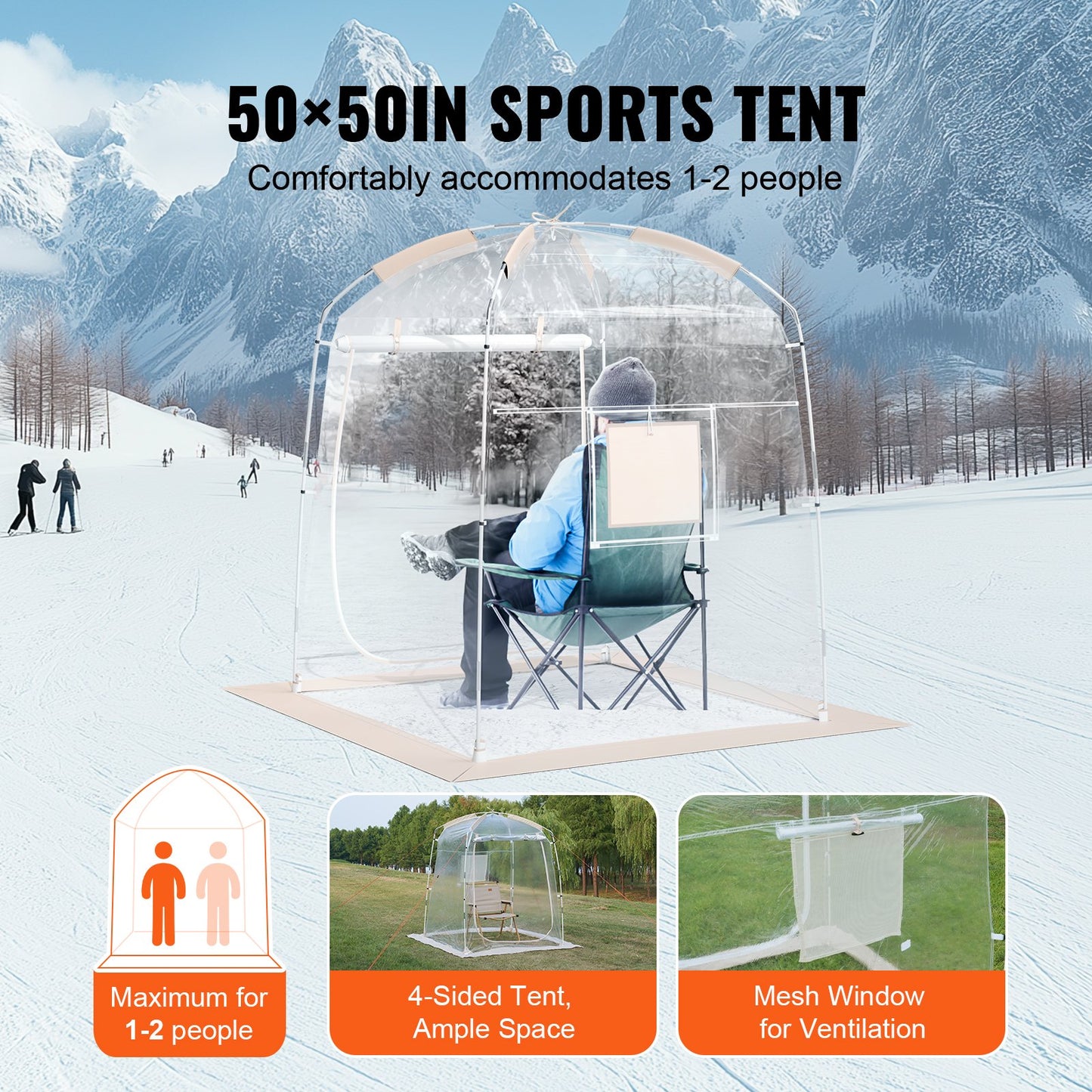 Sporttält Instant Tält Skydd Väderbeständigt 1 Person Clear Bubble Tält