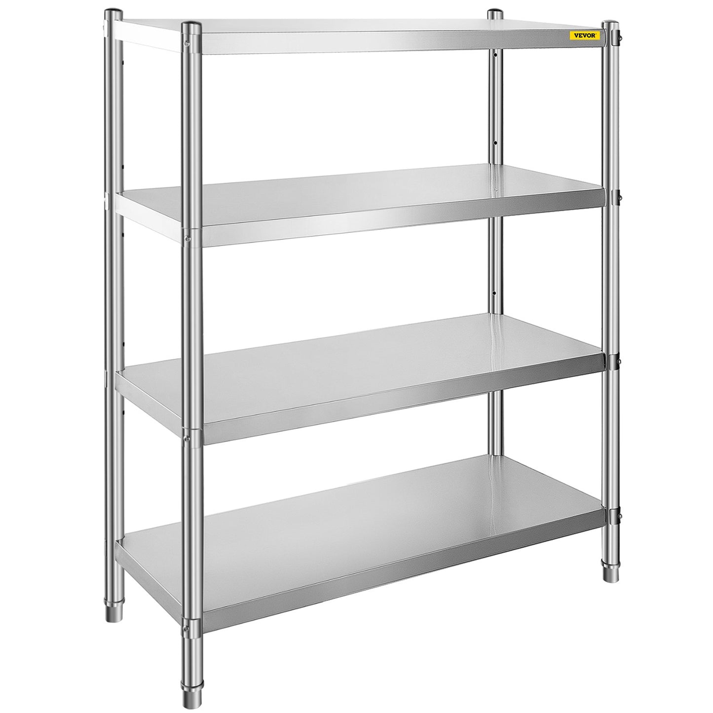 Hyllor i rostfritt stål, 46,8 x 18,5 tums 4-vånings justerbar förvaringsenhet, rostfritt stål Heavy Duty-hyllor för kök Kommersiellt kontor Garageförvaring 330lb per hylla