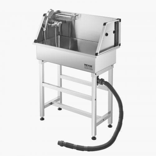 86,4 cm badkar för hundtrimning i rostfritt stål med kran för husdjur | EU