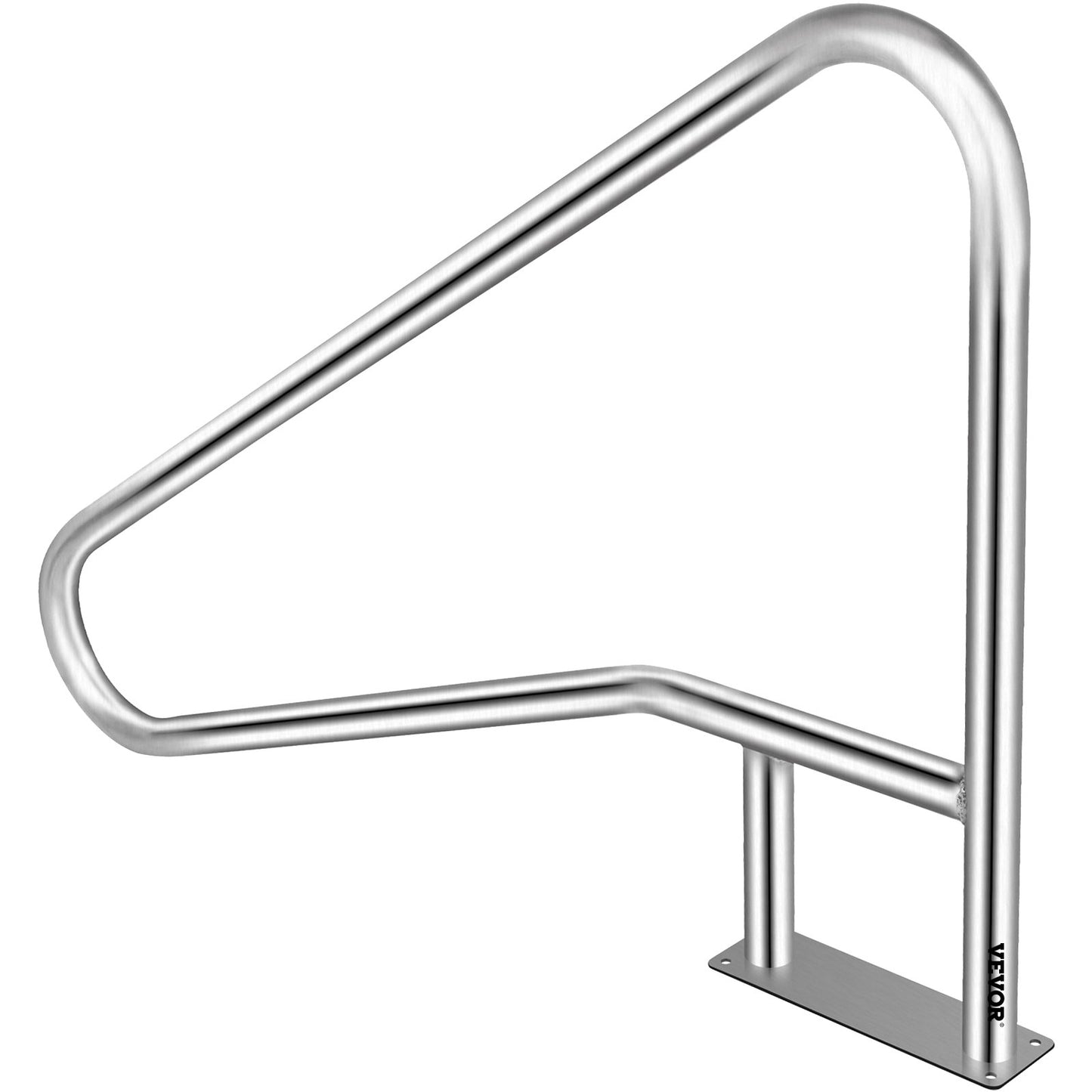 Poolräcke 55x32" Poolräcke 304 rostfritt stål 250LBS Lastkapacitet Silver Rostskyddad poolhandledare Humaniserad poolhandledare med blått greppskydd & M8 borr och självtejpande skruvar