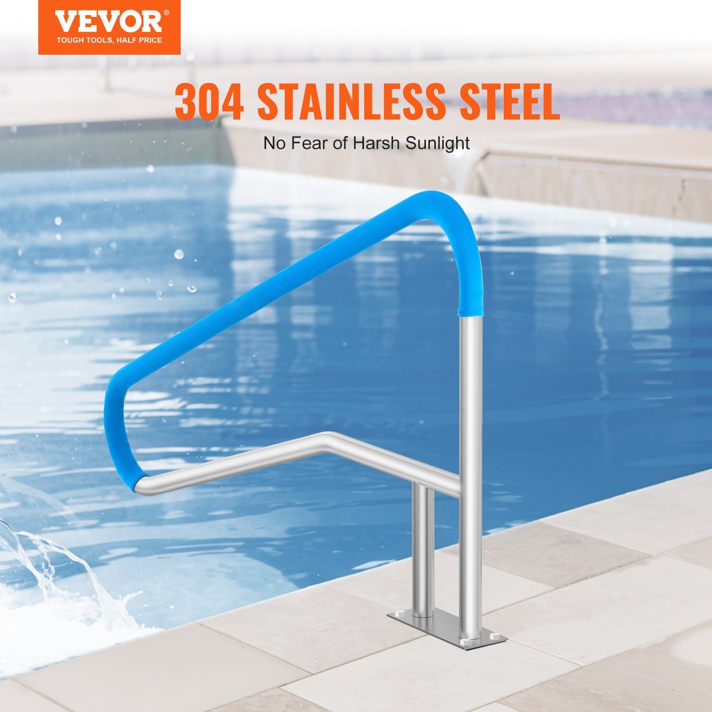 Pool Handrail 54 x 36 inch Stainless Steel with Base Plate for Hot Tub