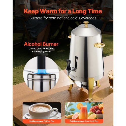 Stainless Steel Dispenser for Hot Tea and Cold Drinks 13L Beverage Dispenser