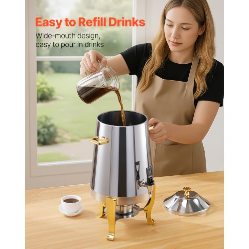 Stainless Steel Dispenser for Hot Tea and Cold Drinks 13L Beverage Dispenser